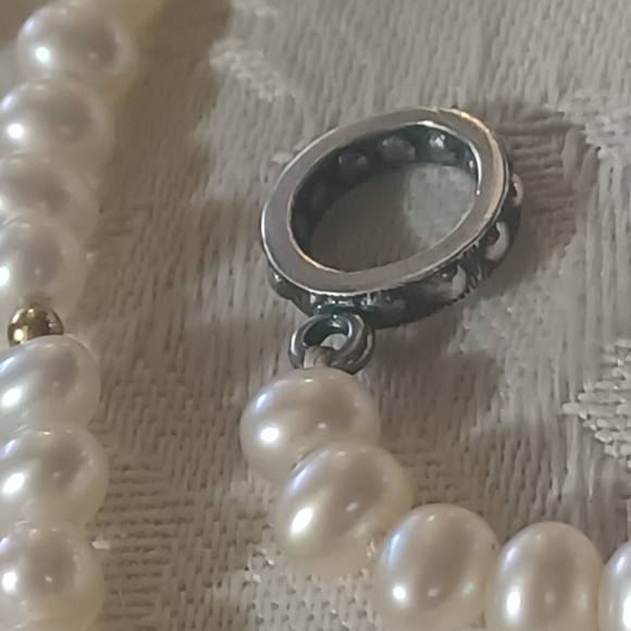 LAGOS Caviar Pearl Necklace with Fluted Heart, SS & 18k, 16" - Picture 12 of 13